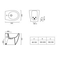 Биде напольное Catalano Italy 52x37 без крепежа цвет белый глянцевый 719521001 схема 2