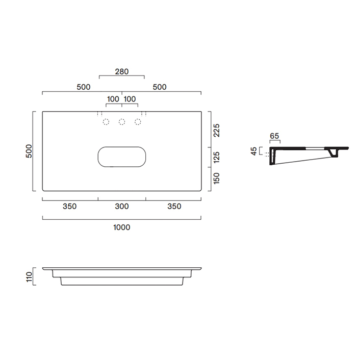 Столешница керамическая Catalano 831000032 100x50см с отверстием  цвет: Tortora Satinato ФОТО