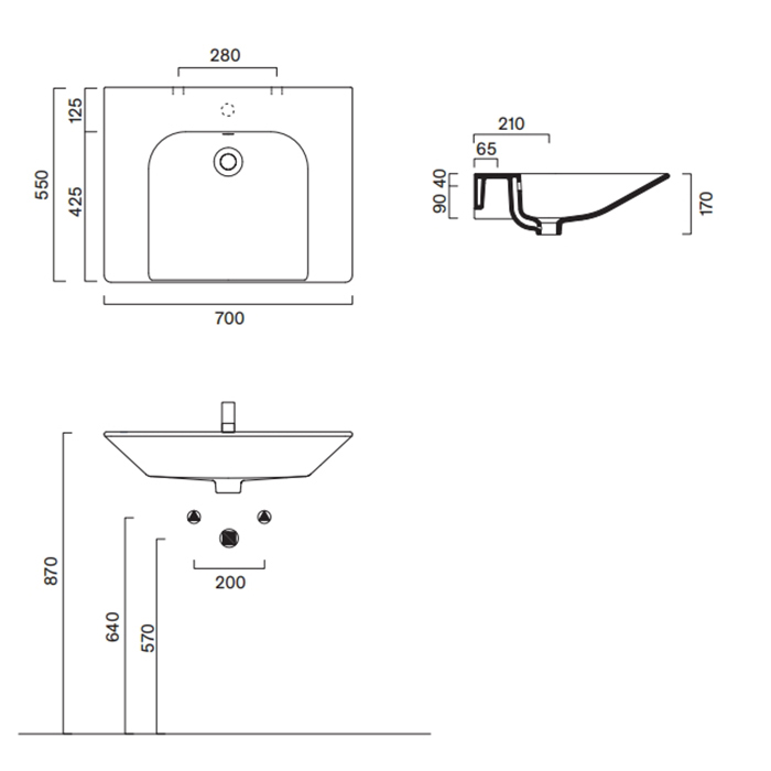 Раковина Catalano Comfort 920700001 70x55 см без отверстий цвет белый глянцевый ФОТО