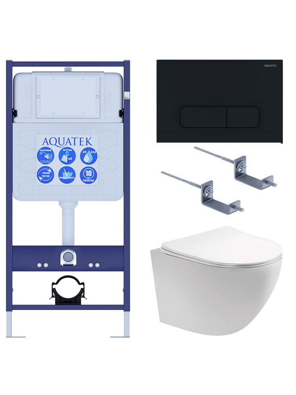 Комплект инсталляции с  подвесным унитазом и клавишей Aquatek SET AQUATEK ЕВРОПА cm-017 4в1