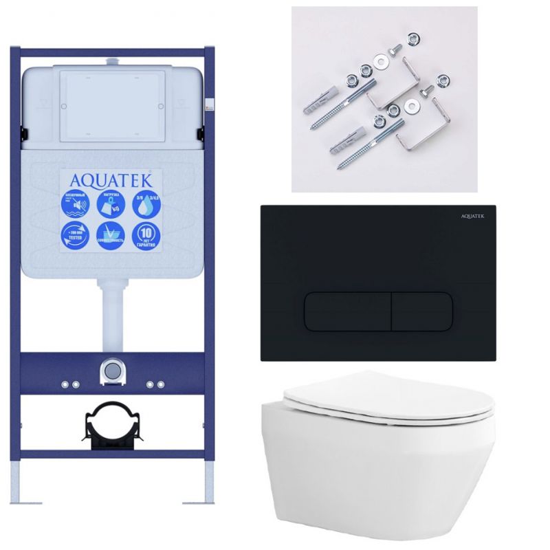 Комплект инсталляции с  подвесным унитазом и клавишей Aquatek SET AQUATEK ЛЕЯ Т-017 4в1