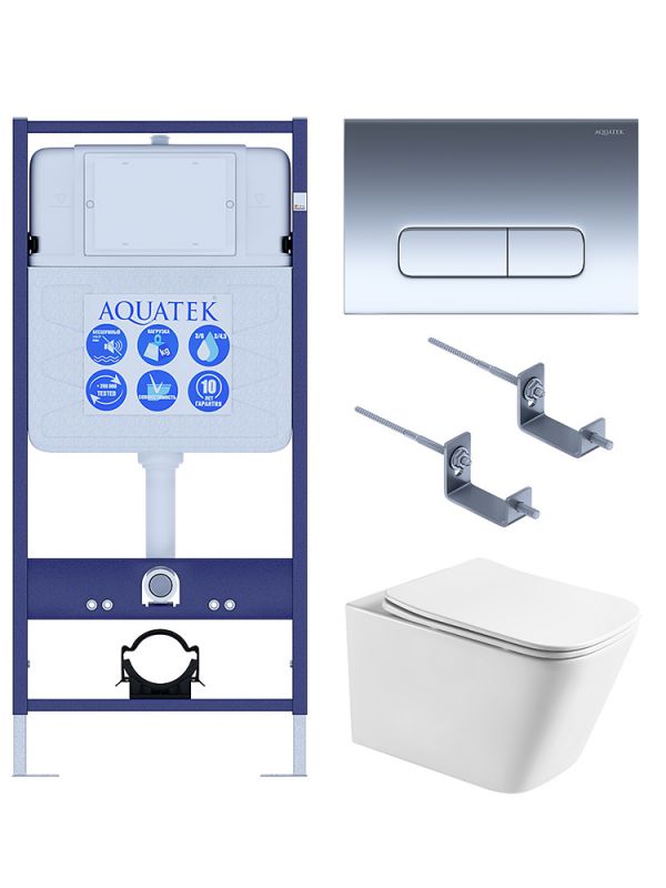 Комплект инсталляции с  подвесным унитазом и клавишей Aquatek SET AQUATEK ЛИБРА T-016 4в1