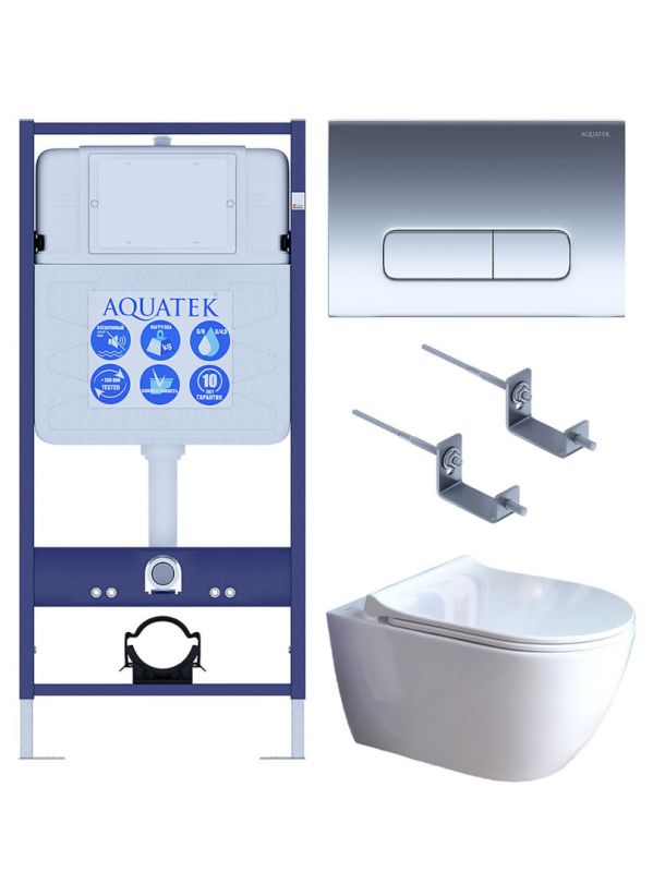 Комплект инсталляции с  подвесным унитазом и клавишей Aquatek SET AQUATEK ПОЛАРИС-01-016 4в1