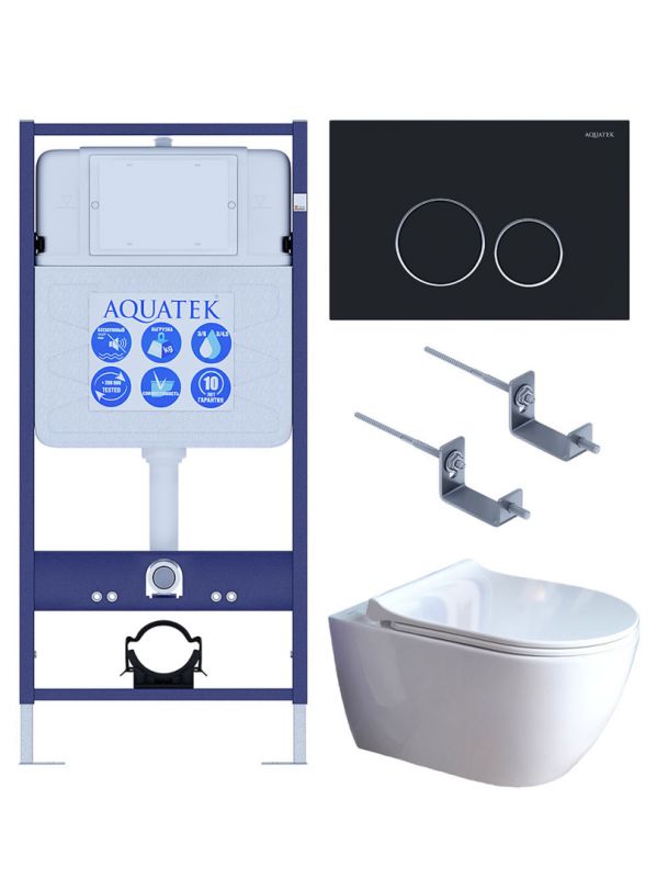 Комплект инсталляции с  подвесным унитазом и клавишей Aquatek SET AQUATEK ПОЛАРИС-01-020 4в1