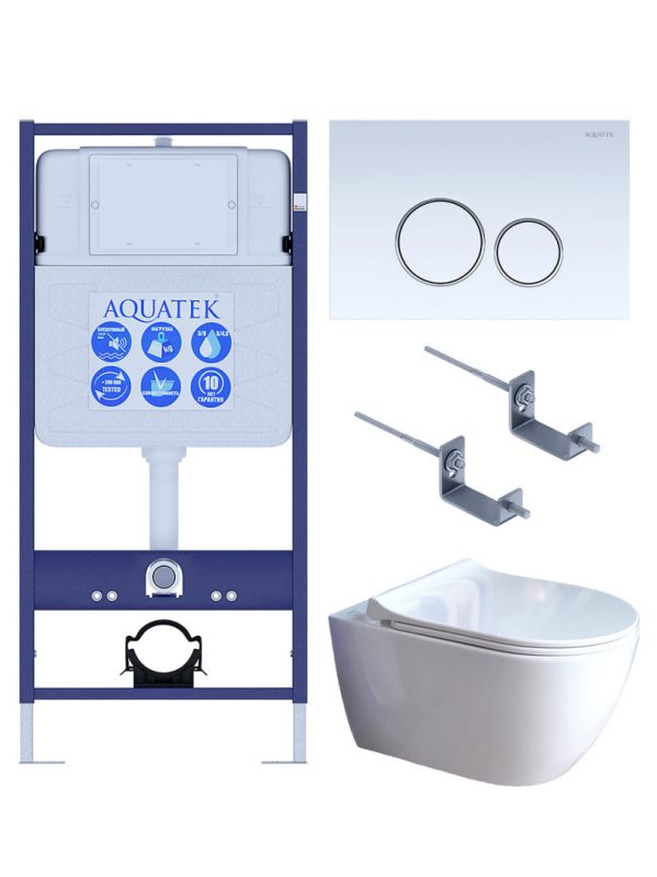 Комплект инсталляции с  подвесным унитазом и клавишей Aquatek SET AQUATEK ПОЛАРИС-01-015 4в1