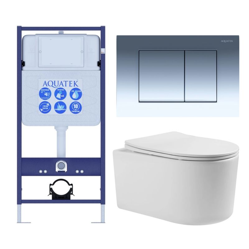 Комплект инсталляции с  подвесным унитазом и клавишей Aquatek SET AQUATEK МИЯ-010 4в1
