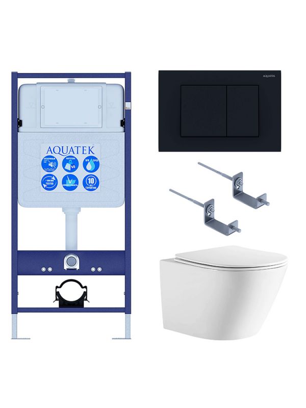 Комплект инсталляции с  подвесным унитазом и клавишей Aquatek SET AQUATEK ЛИБЕРТИ-012 4в1