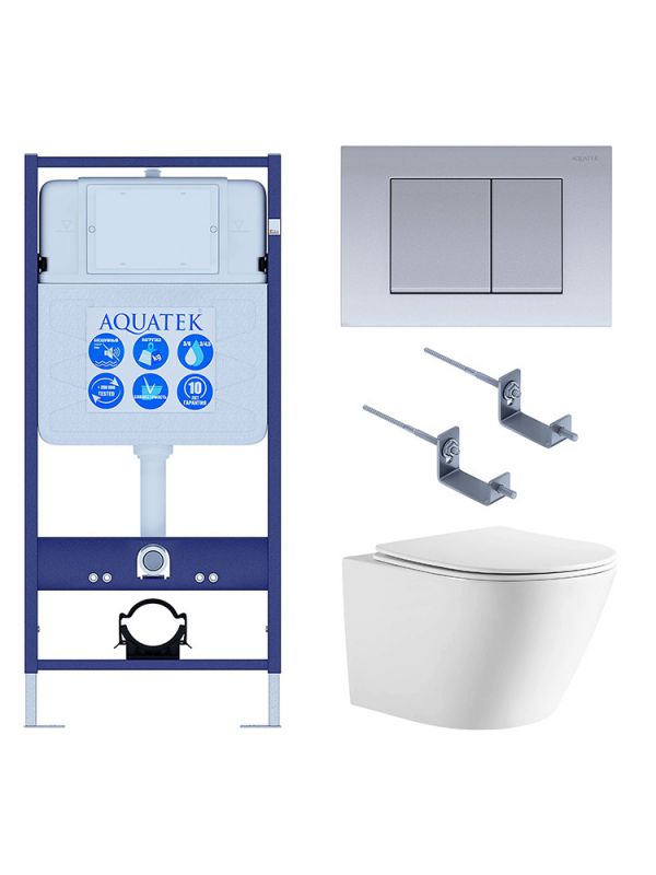Комплект инсталляции с  подвесным унитазом и клавишей Aquatek SET AQUATEK ЛИБЕРТИ-011 4в1