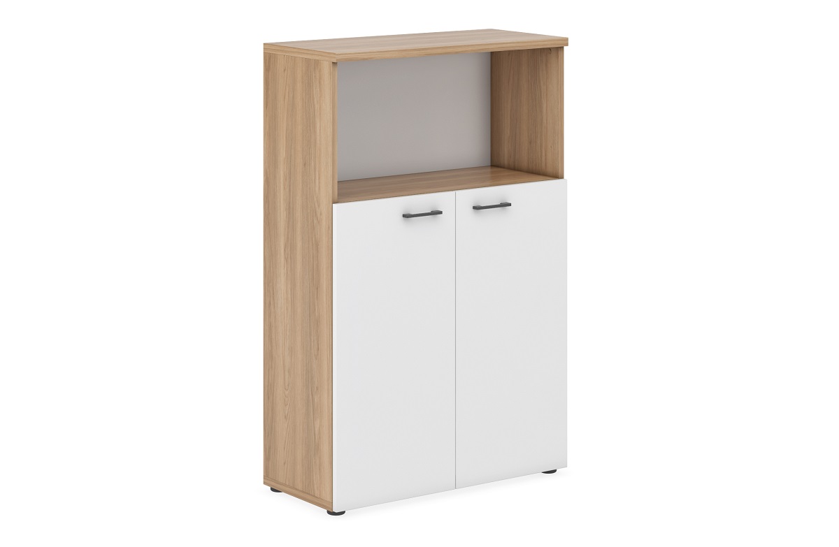 Шкаф для документов средний с глухими фасадами и открытой нишей