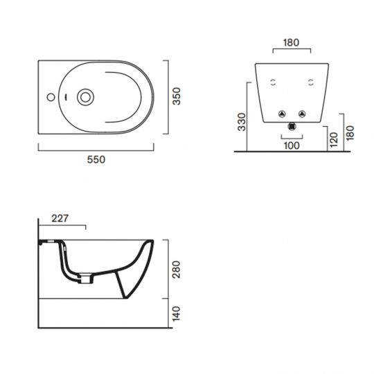 Писсуар подвесной  c отв. под крышку Catalano Comfort Rimless 54x30 см схема 4