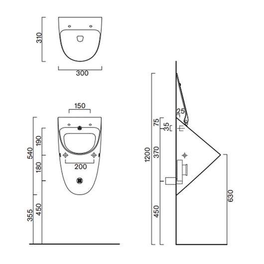 Писсуар подвесной Catalano Comfort Rimless 54x30 ФОТО