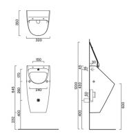 Писсуар подвесной Catalano Comfort Rimless 64x32 см схема 4
