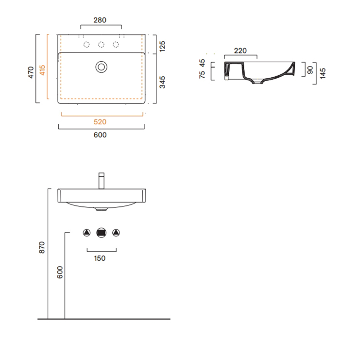 Раковина Catalano GREEN 420600001 60x47 см покрытие Cataglaze+ цвет белый глянцевый ФОТО