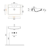 Раковина Catalano GREEN 420600001 60x47 см покрытие Cataglaze+ цвет белый глянцевый схема 3