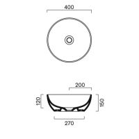 Раковина накладная Catalano GREEN 423400001 40х40х15 см без отв. под смеситель покрытие Cataglaze+ схема 10
