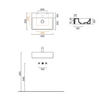 Раковина подвесная Catalano PREMIUM 45x35 см покрытие Cataglaze+ цвет белый глянцевый схема 3