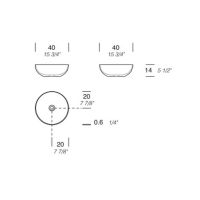 Раковина накладная VITAGE Milldue edition BOWL 40 из CERAMILUX 40х40х14 см цвет белый матовый схема 2