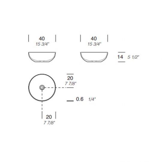 Раковина накладная VITAGE Milldue edition BOWL 40 из CERAMILUX 40х40х14 см цвет белый матовый схема 2