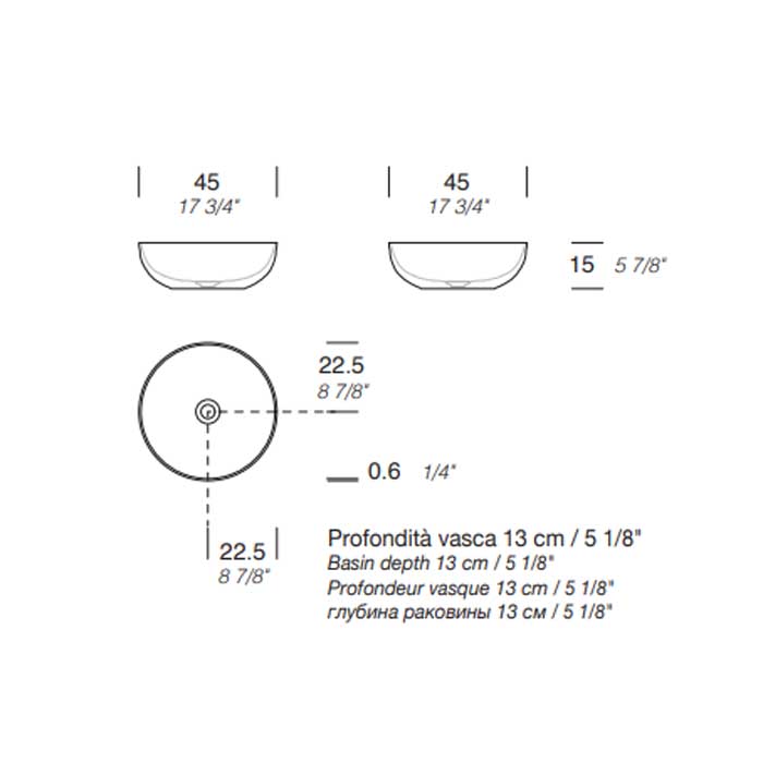 Раковина накладная VITAGE Milldue edition DEN C45 из керамики 45х15 см, цвет белый глянцевый ФОТО