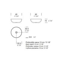 Раковина накладная VITAGE Milldue edition DEN C45 из керамики 45х15 см, цвет белый глянцевый схема 2