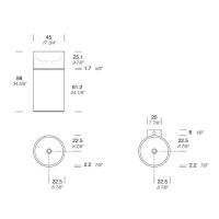 Раковина напольная NOORTH Milldue edition ROMA I 45х45x88 см слив в пол, корпус Noce Canaletto, вставка Oro, раковина Nero opaco схема 2