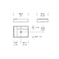 Раковина накладная NOORTH Milldue edition MAN 63 63,4х47,2х12 см из CRISTALPLANT с 1 отв для смесителя, цвет белый матовый схема 2