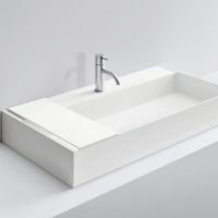 Раковина накладная NOORTH Milldue edition MAN 90 90,4х47,2х12 см из CRISTALPLANT с 1 отв для смесителя, цвет белый матовый схема 1