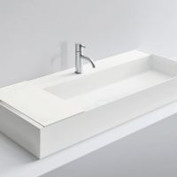 Раковина накладная NOORTH Milldue edition MAN 108 108,4х47,2х12 см из CRISTALPLANT с 1 отв для смесителя, цвет белый матовый схема 1