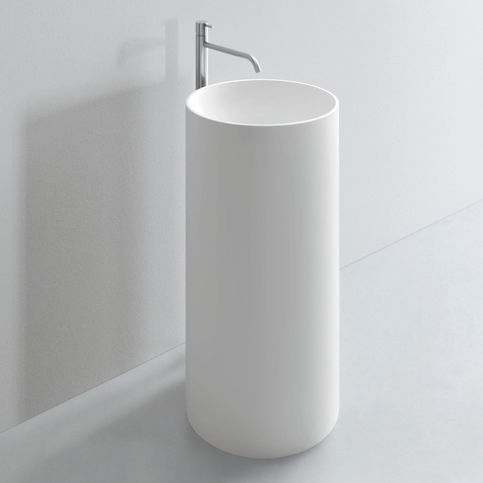 Раковина напольная NOORTH Milldue edition TUBE 44х44x87 см из Ceramilux слив в стену, цвет белый матовый