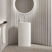 Раковина напольная NOORTH Milldue edition TUBE 48х38x87 см из Ceramilux ,слив в пол,  цвет белый матовый схема 1