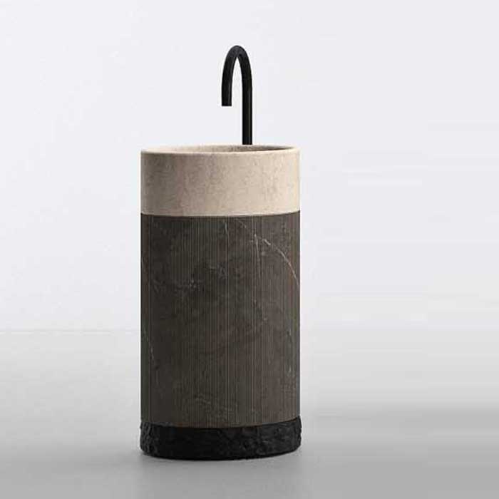 Изображение Раковина напольная NOORTH Milldue edition ROMA IV 45х45х88 см цоколь Ardesia, корпус Grafite, раковина Moka Cream