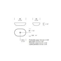Раковина накладная NOORTH Milldue edition BLEND 63 63х40х15 см из CRISTALPLANT цвет белый матовый схема 2