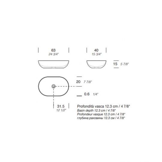 Раковина накладная NOORTH Milldue edition BLEND 63 63х40х15 см из CRISTALPLANT цвет белый матовый схема 2