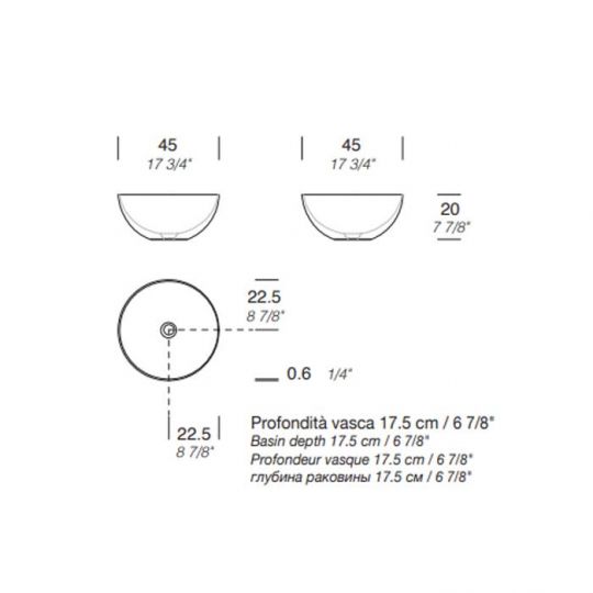 Раковина накладная NOORTH Milldue edition BOWL 45 45х45х20 см из CRISTALPLANT цвет белый матовый схема 2