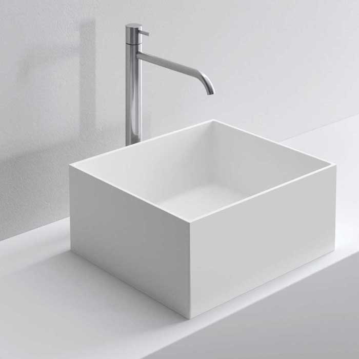 Изображение Раковина накладная NOORTH Milldue edition STEP 45_19 45х38х19 см из CRISTALPLANT без отв для смесителя, цвет белый матовый