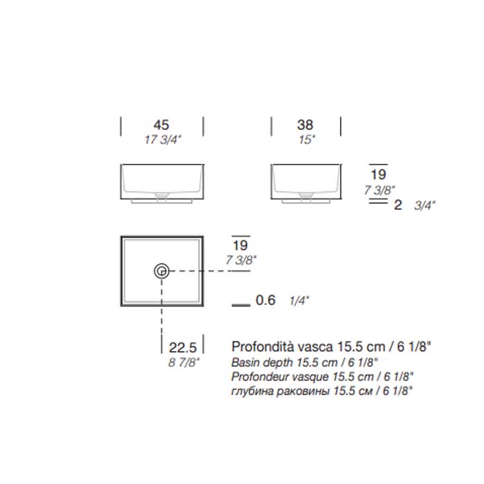 Раковина накладная NOORTH Milldue edition STEP 45_19 45х38х19 см из CRISTALPLANT без отв для смесителя, цвет белый матовый ФОТО