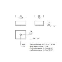 Раковина накладная NOORTH Milldue edition STEP 45_19 45х38х19 см из CRISTALPLANT без отв для смесителя, цвет белый матовый схема 2