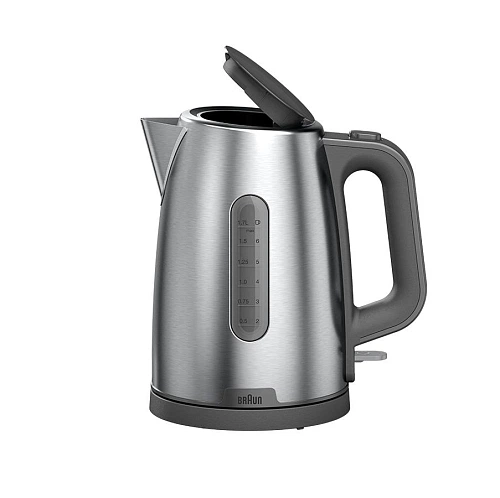 Чайник Braun WK1500GY PurShine 1.7л. 2200Вт черный/нержавеющая сталь (металл/пластик)