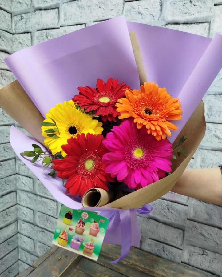 5 гербер микс в красивой упаковке