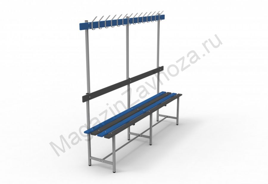 Скамья для бассейна с вешалкой СВТ-6П с регулируемыми опорами