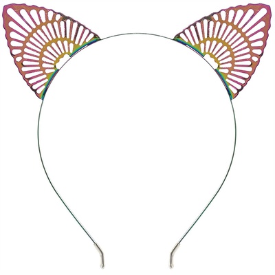 Ободок Уши Кошки радуга металл