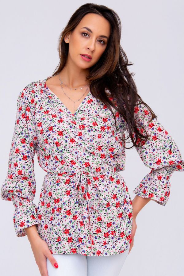 Блузка женская 319BEG [беж/цветы]