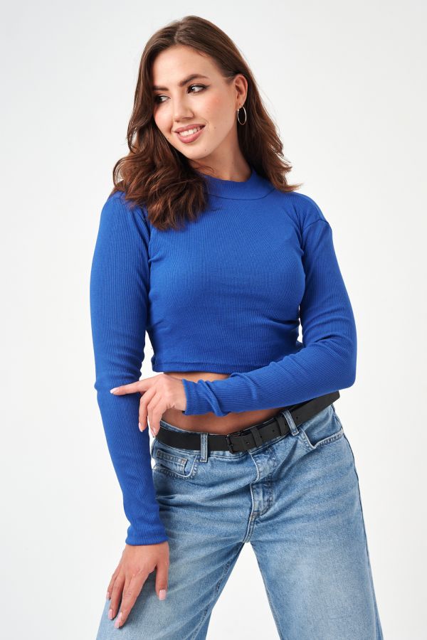 52719 водолазка женская укороченная [голубой]