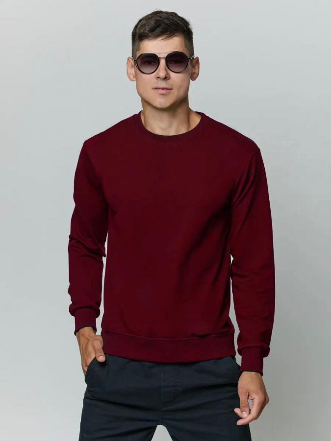 Лонгслив мужской футер двухнитка, Арт. 810 [бордо]