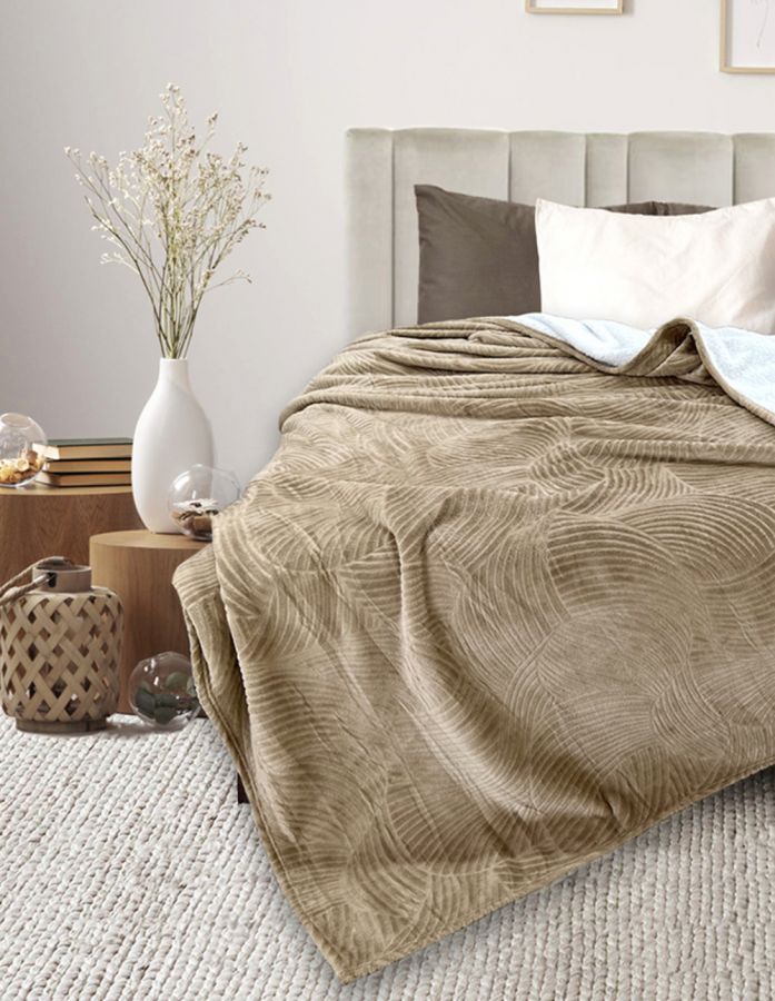 Покрывало-плед велсофт Флайфи ФФ-026 бежевый [в ассортименте]