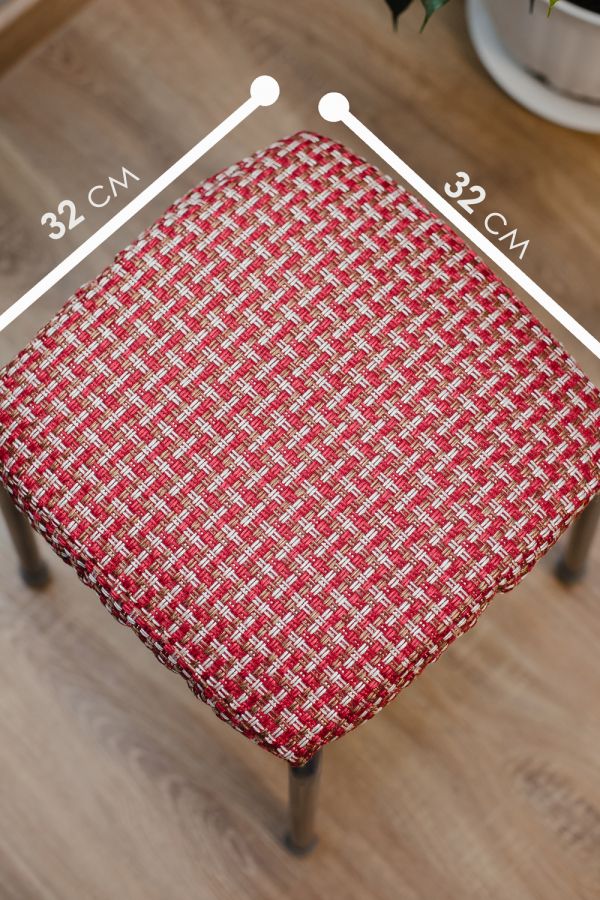 Сидушка на табурет Плетенка черная 32х32 [красный]