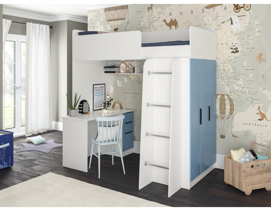 Детская Бемби 2 МДФ  (2032*1950*950) глянец белый