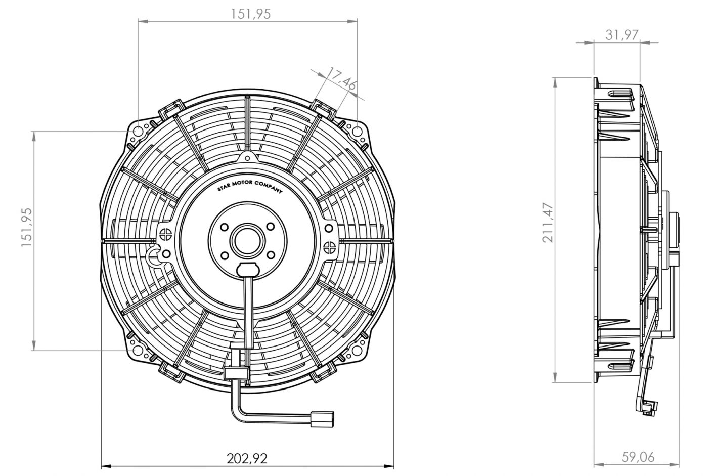STR203 ОСЕВОЙ ВЕНТИЛЯТОР 80 ВАТТ 24 ВОЛЬТ PUSH / ТОЛКАЮЩИЙ