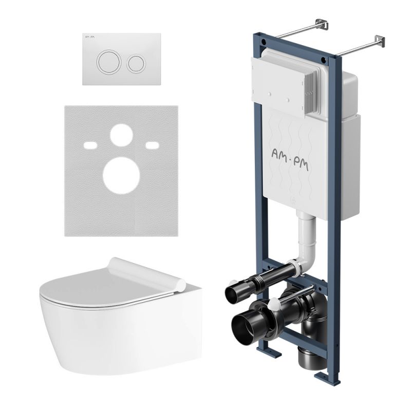 Инсталляция Damixa ErgoFit с клав L глянц белый с подвесным унитазом Jupiter IS110101.DX77C1700