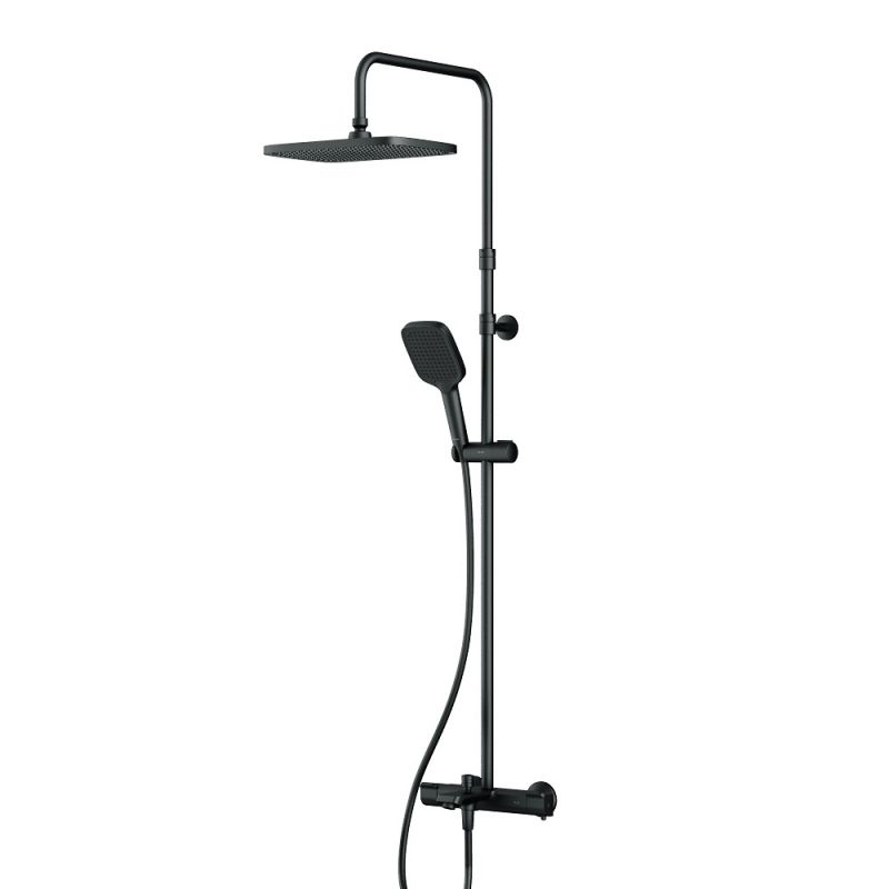 Душевая система AM.PM Func F078F522 стойка с тропическим душем, термостатом, смесителем, изливом, черная